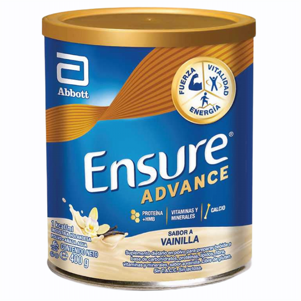 Ensure Advance suplemento nutricional avanzado en polvo sabor vainilla (400Gr / 14.10) Proteínas, vitaminas y minerales de alta calidad