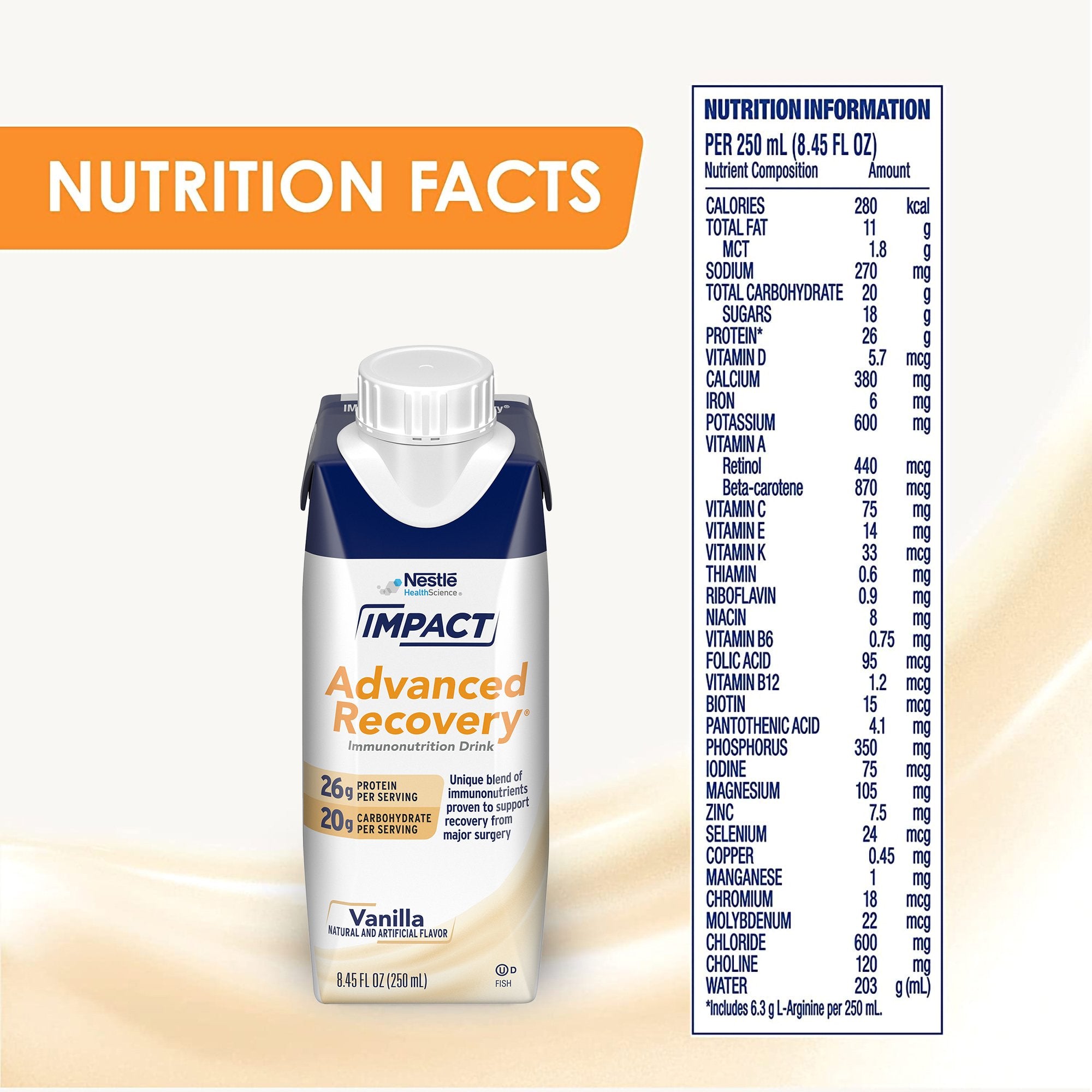 Impact Advanced Recovery® Vanilla Immunonutrition Drink, 8.45-ounce carton (1 Unit)