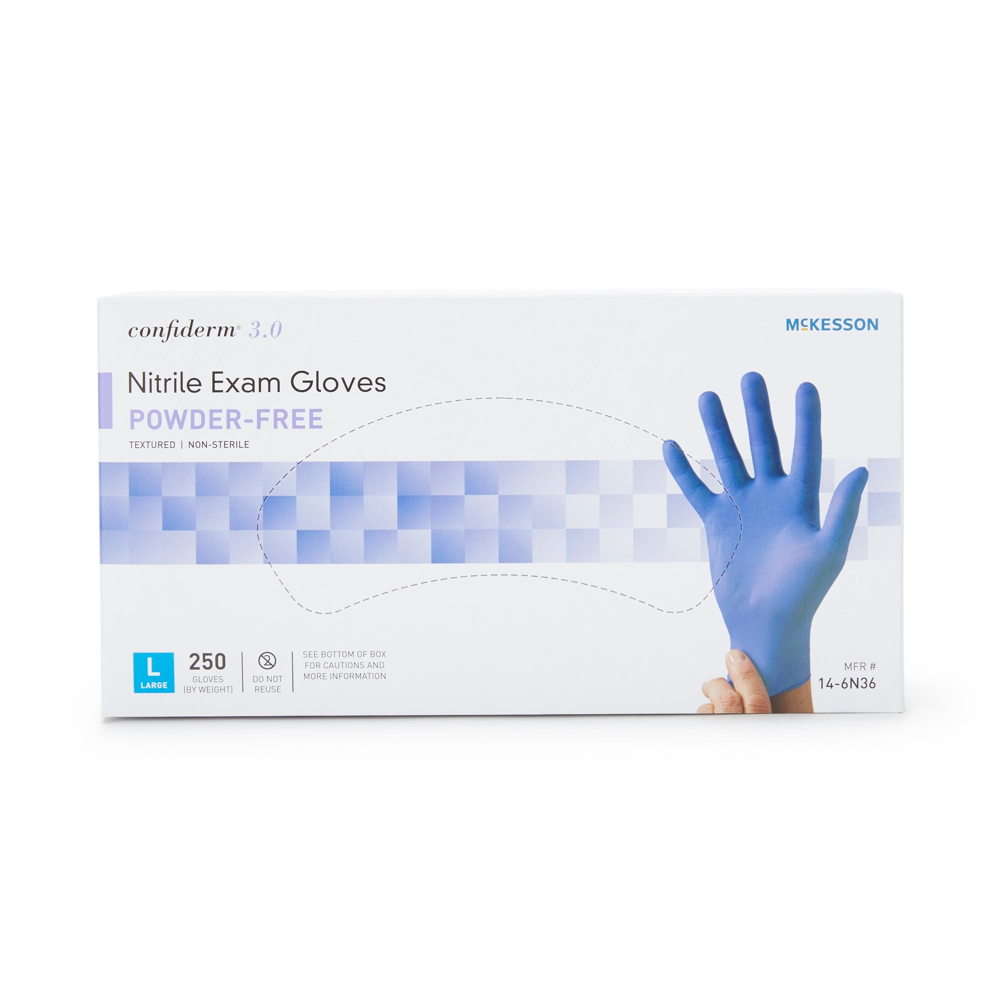 McKesson Confiderm® 3.0 Nitrile Exam Gloves, Large, Blue - Medical Grade