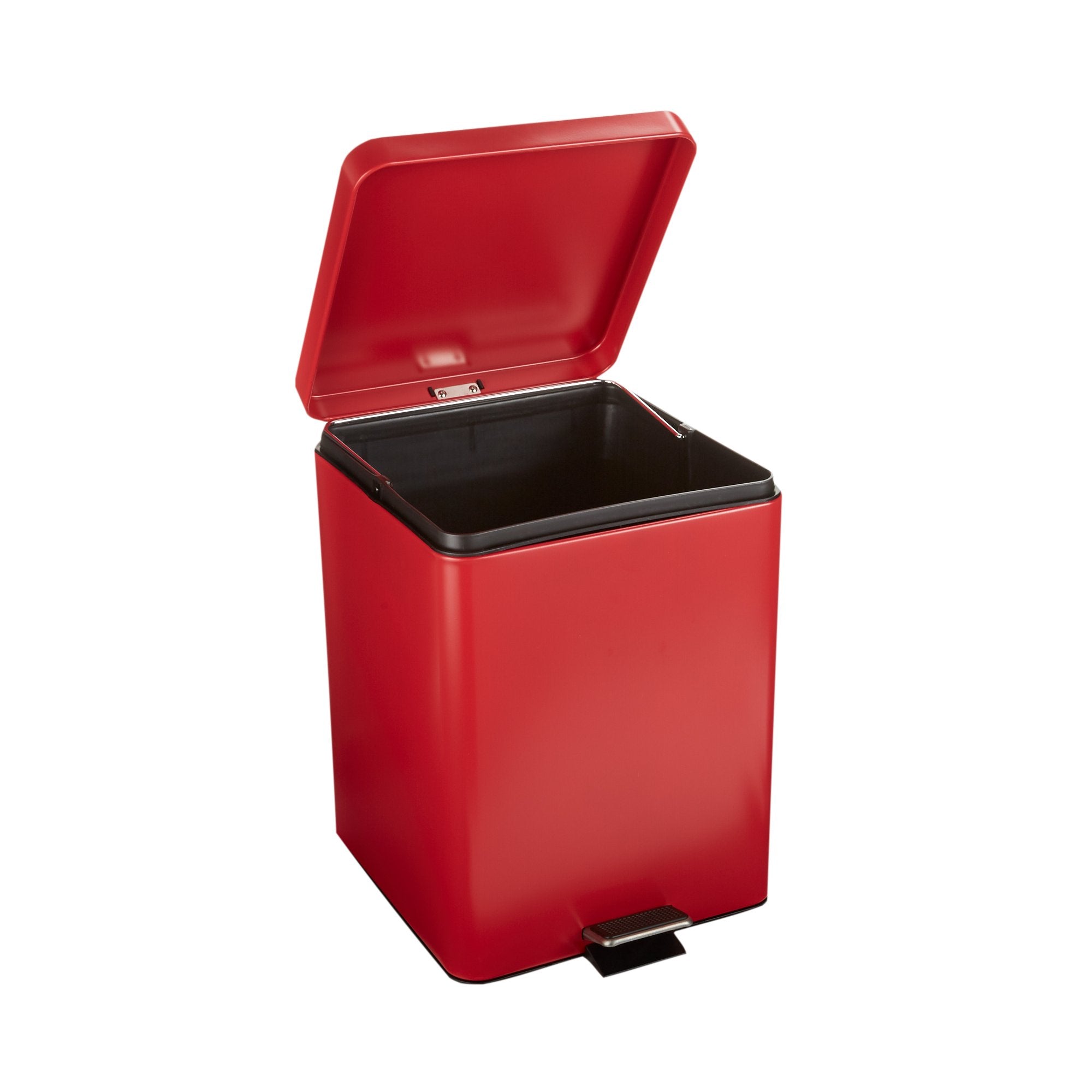 McKesson Trash Can with Plastic Liner, Square, Steel, Step-On, 20 QT, Red (1 Unit)