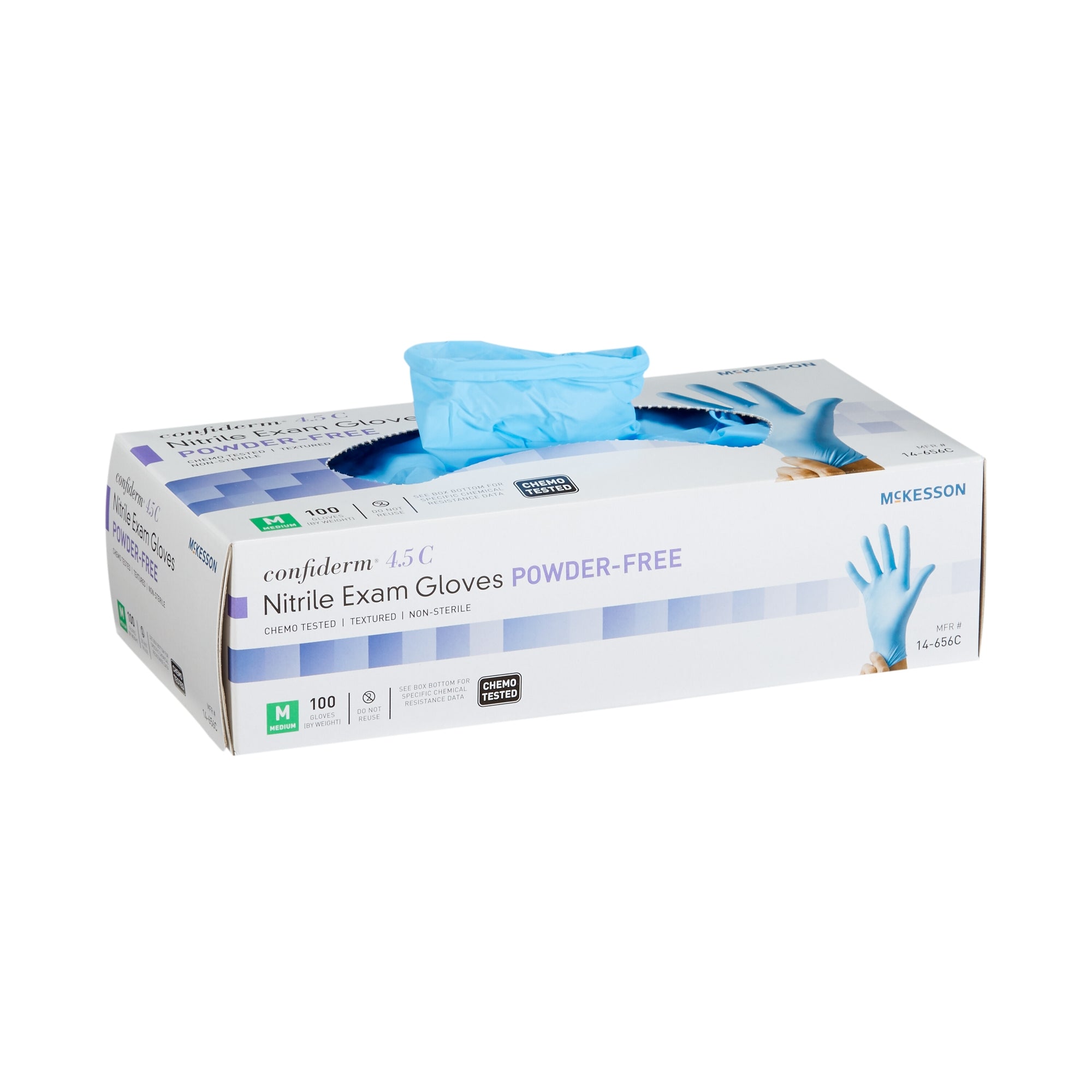 McKesson Confiderm 4.5C Nitrile Exam Gloves, Medium, Blue - 100 Pack