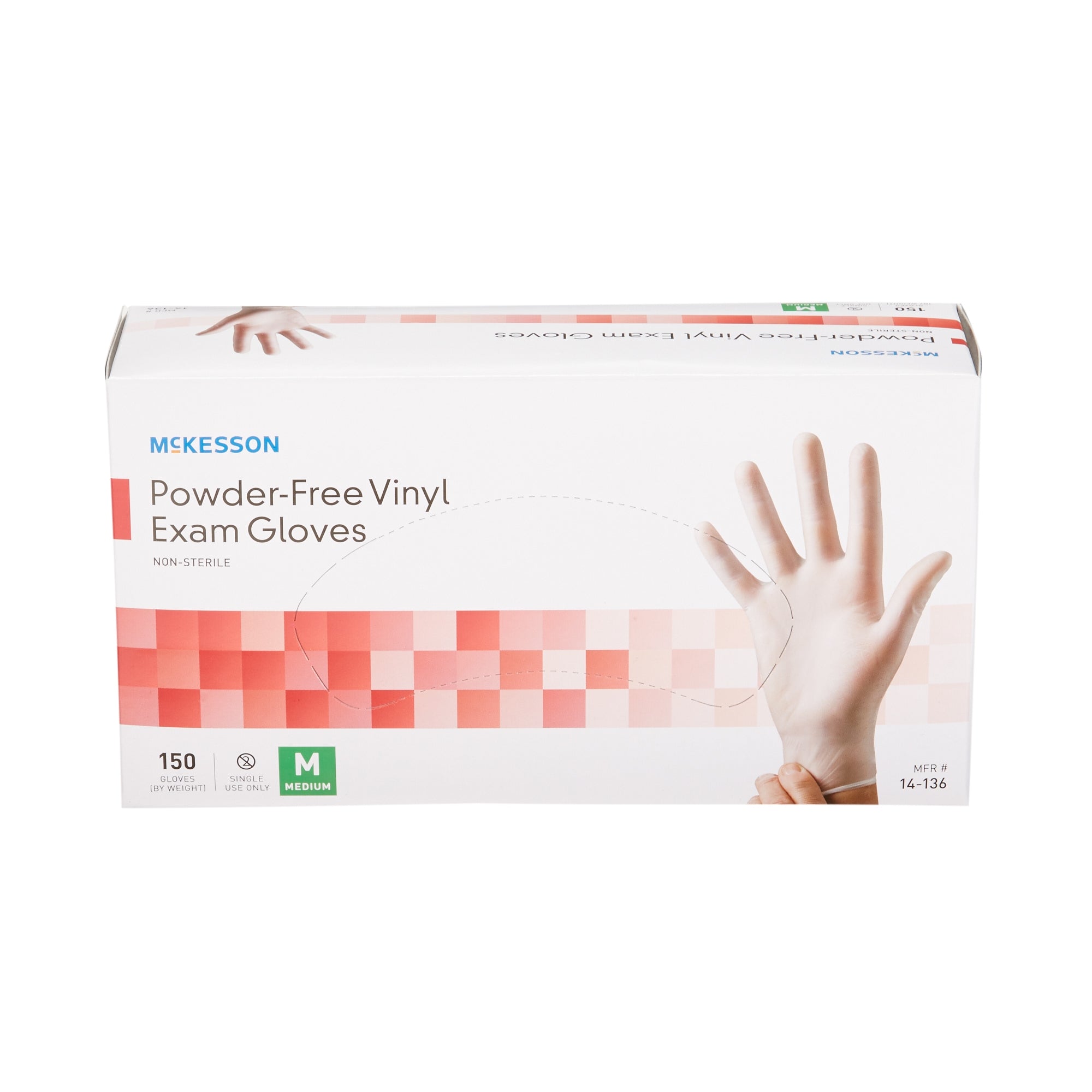 McKesson Vinyl Exam Gloves, Medium, Clear - 150 Pack for Medical Use