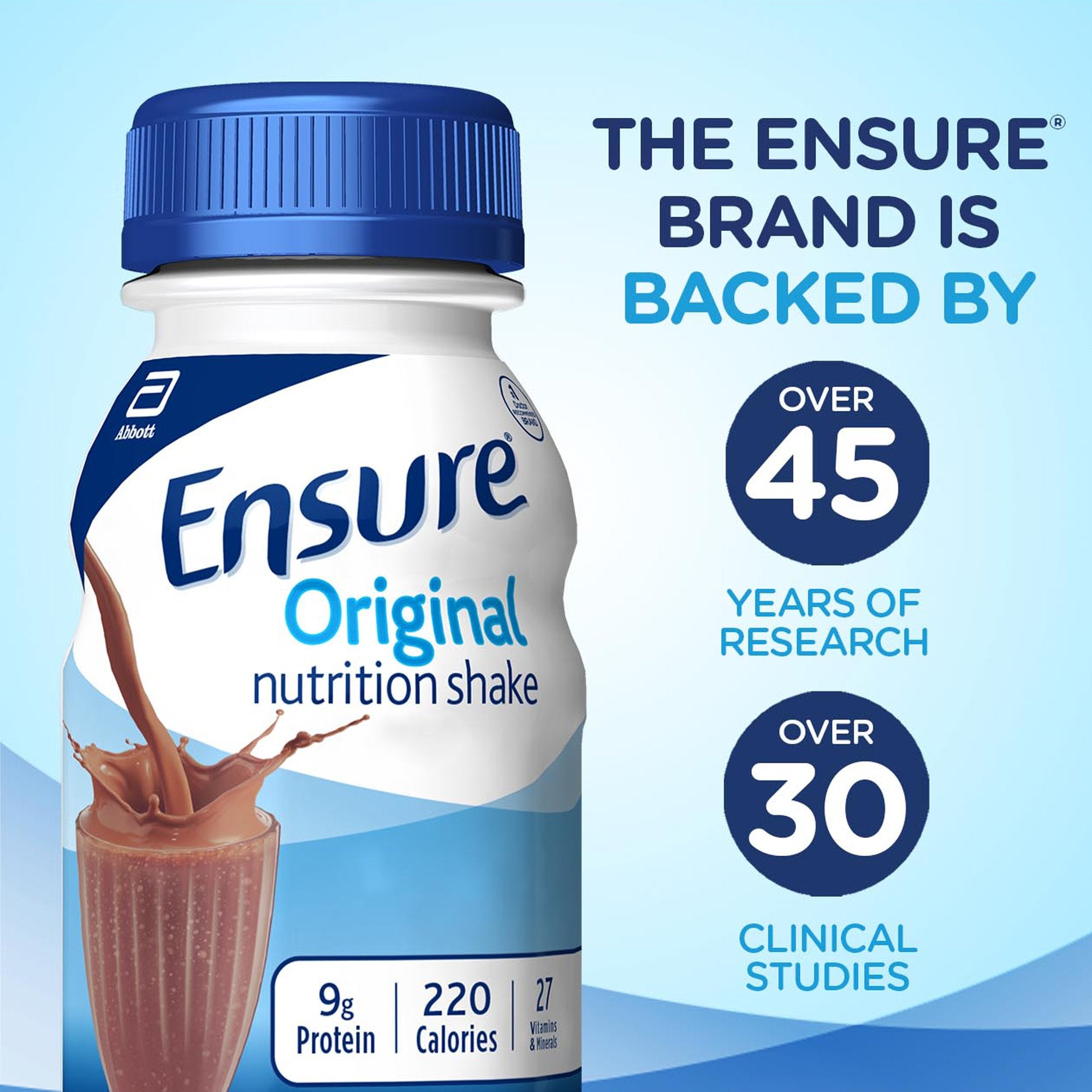Ensure® Original Nutrition Shake, Chocolate, 8-ounce bottle (24 Units)