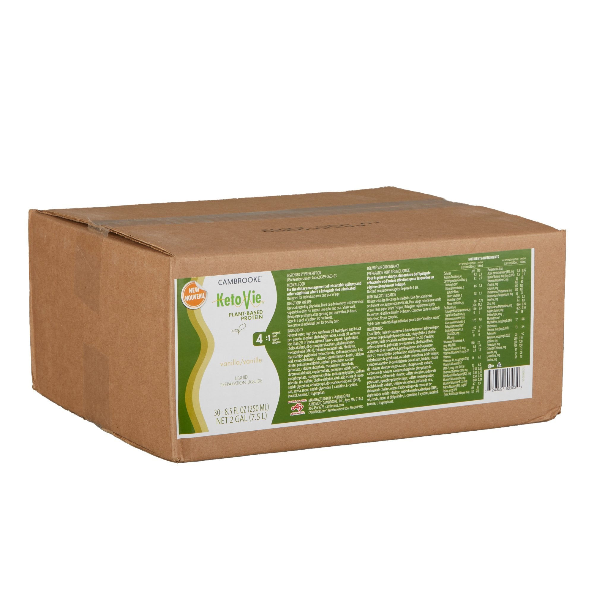 Oral Supplement KetoVie® 4:1 Plant-Based Protein Vanilla Flavor Liquid 8.5 oz. Carton (30 Units)