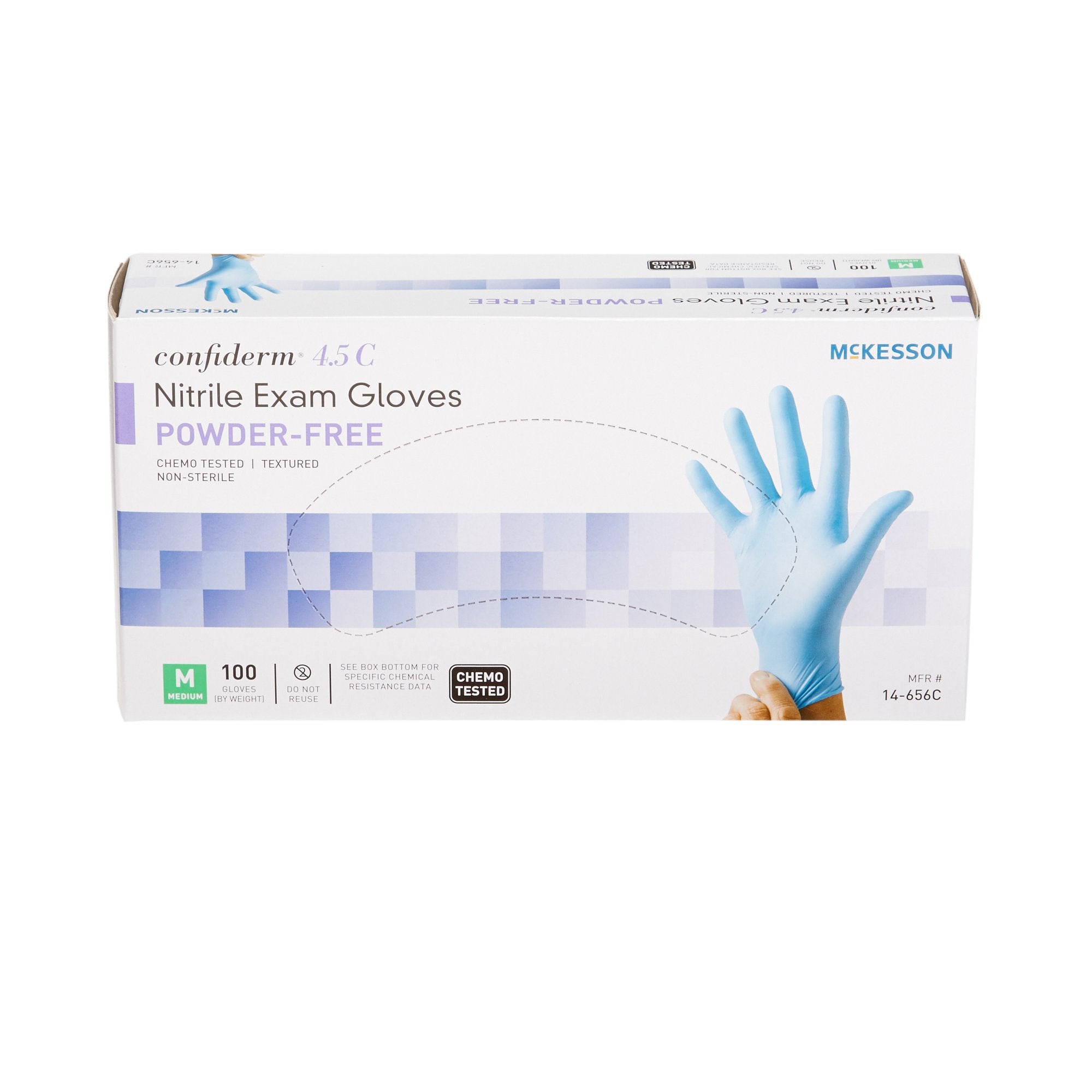 McKesson Confiderm 4.5C Nitrile Exam Gloves, Medium, Blue - 1000 Pack