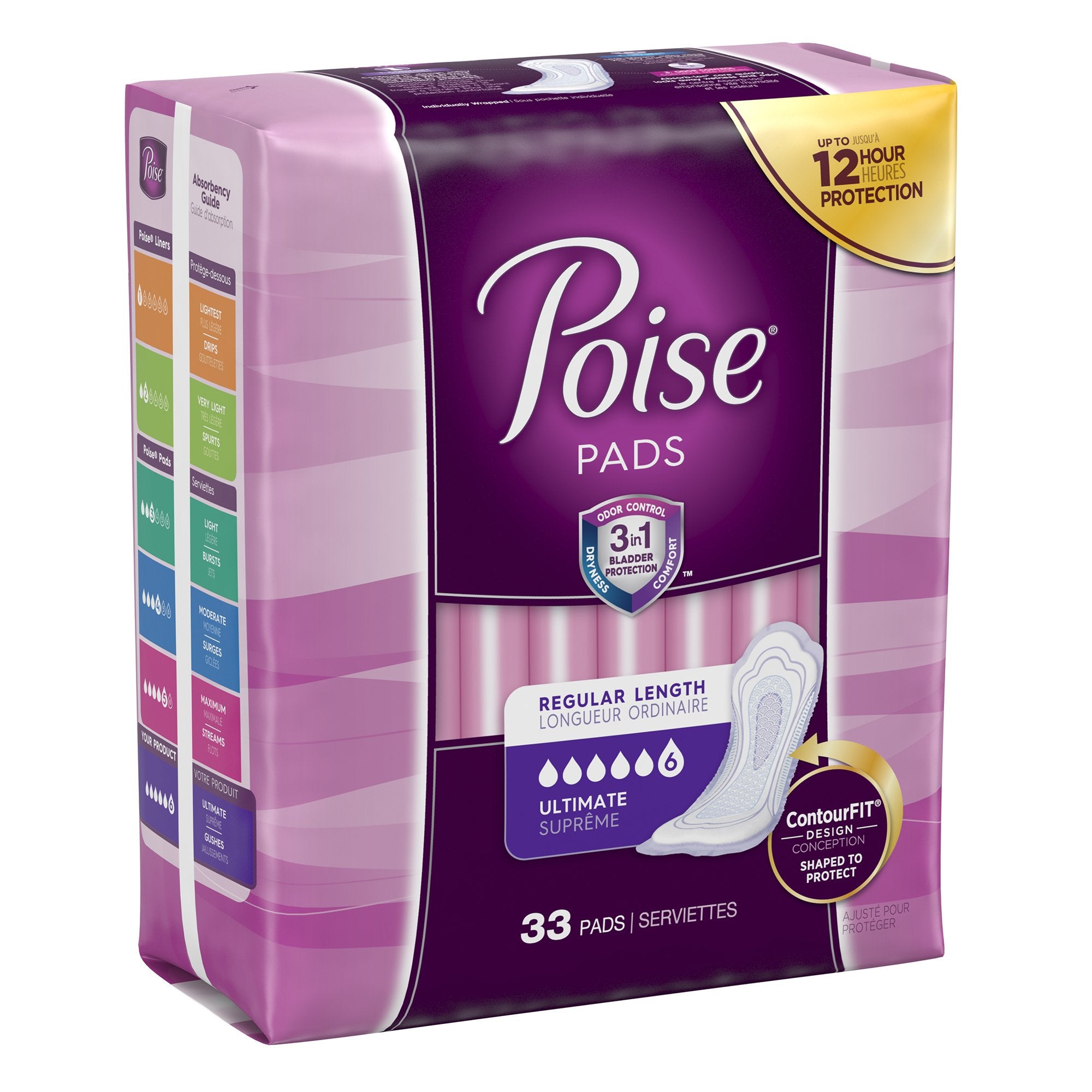 Poise Bladder Control Pads, Heavy Absorbency, Comfort Fit - 33 Pack