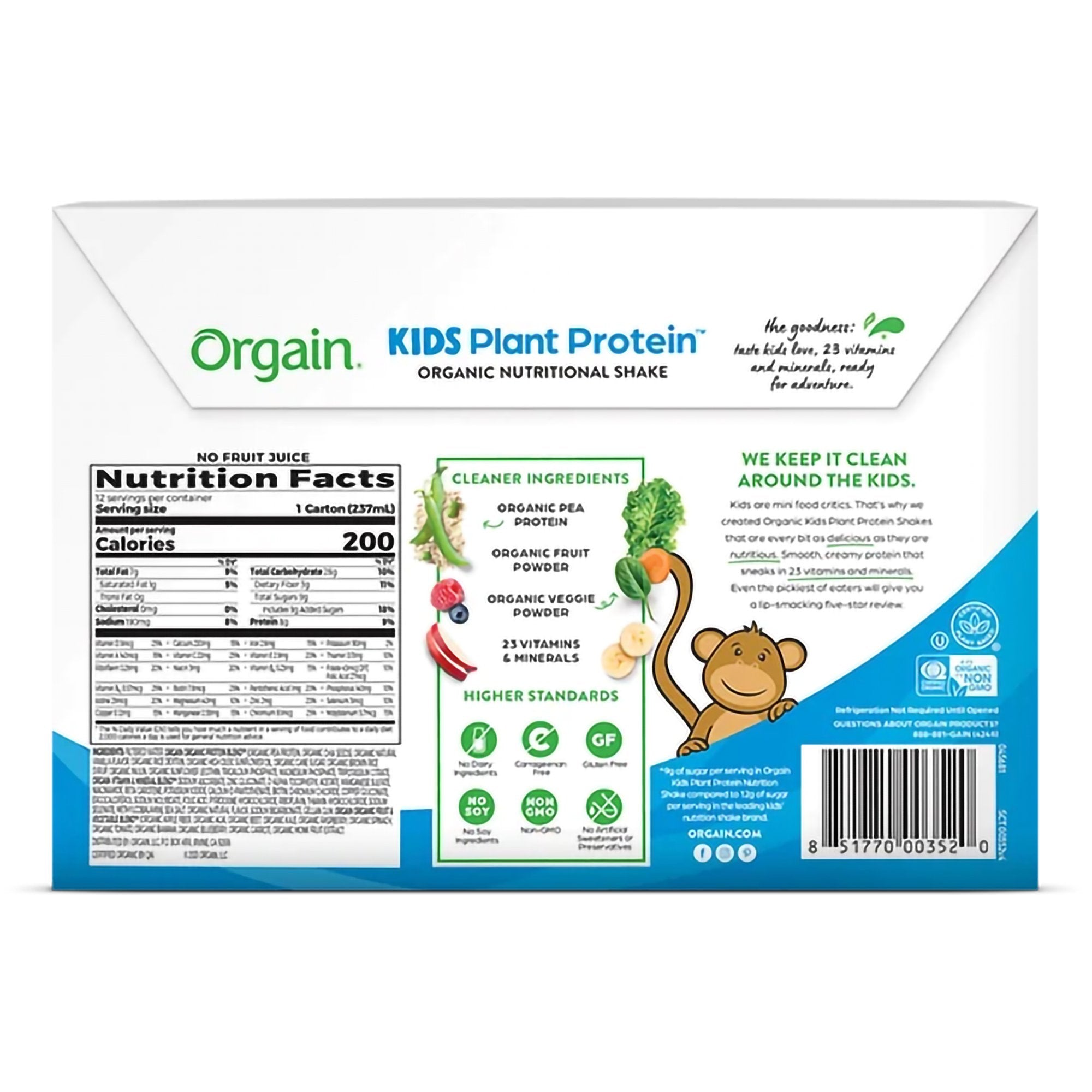 Orgain® Kids Plant Protein™ Nutritional Shake Pediatric Oral Supplement (12 Units)