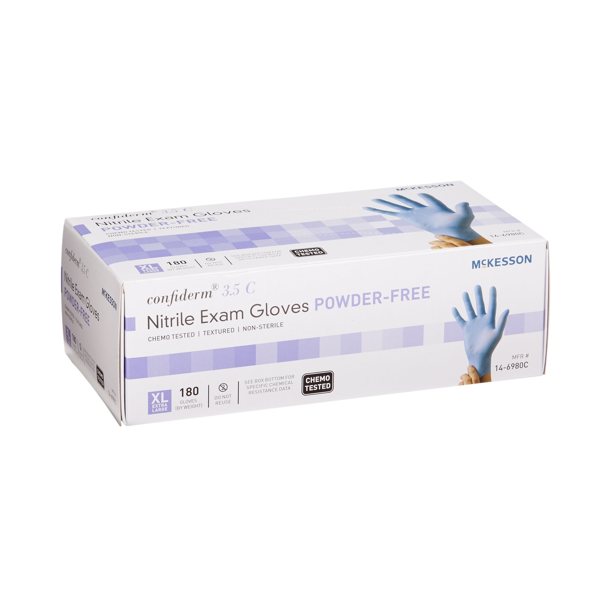 McKesson Confiderm 3.5C Nitrile Exam Gloves XL, Blue - Chemo Rated (180ct)
