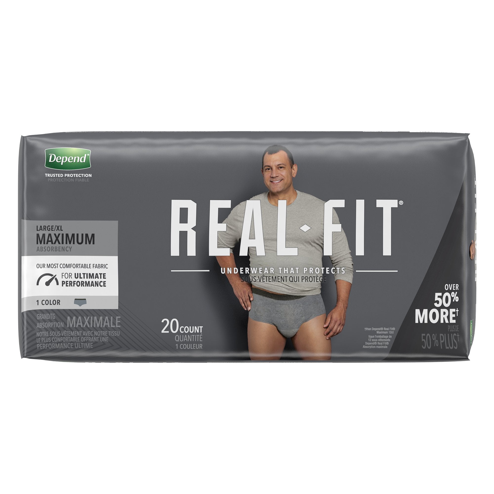 Depend® Real Fit® Maximum Absorbent Underwear, Large / Extra Large (40 Units)