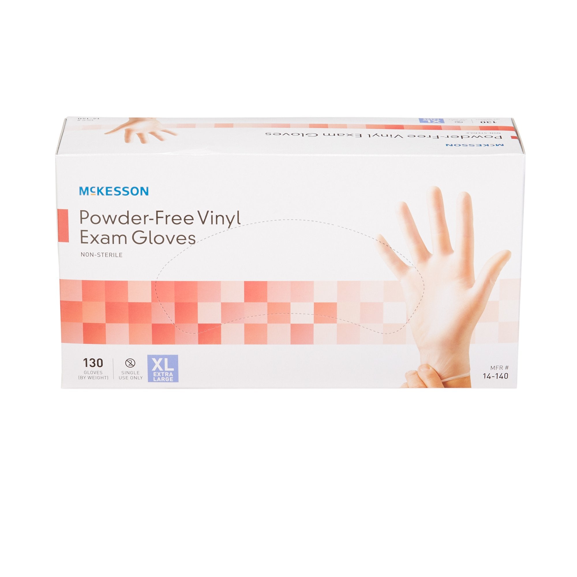 McKesson Vinyl Exam Gloves, XL Clear Non-Sterile, 1300 Units Bulk Pack