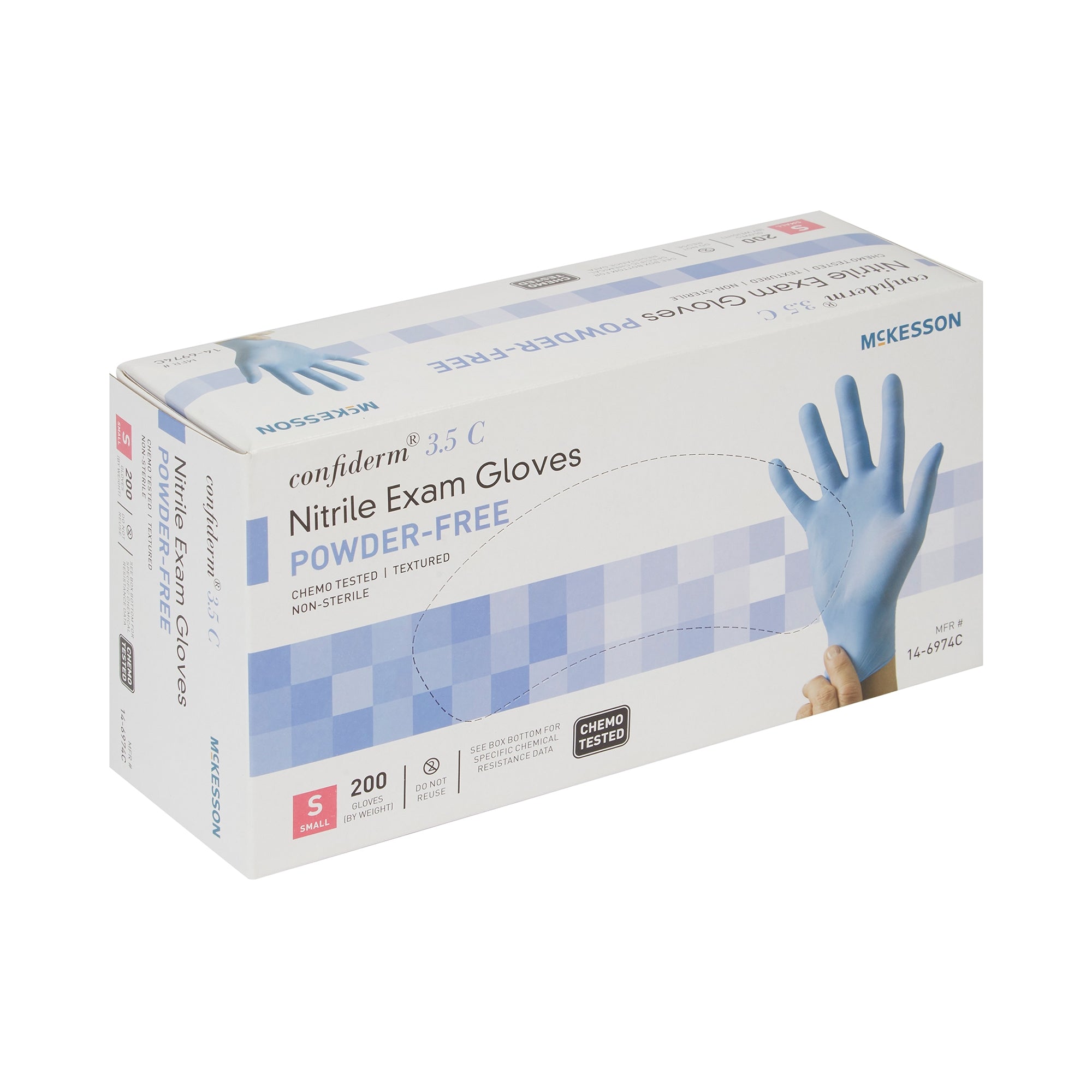 McKesson Confiderm 3.5C Nitrile Gloves, Small, Blue - 200 Pack
po