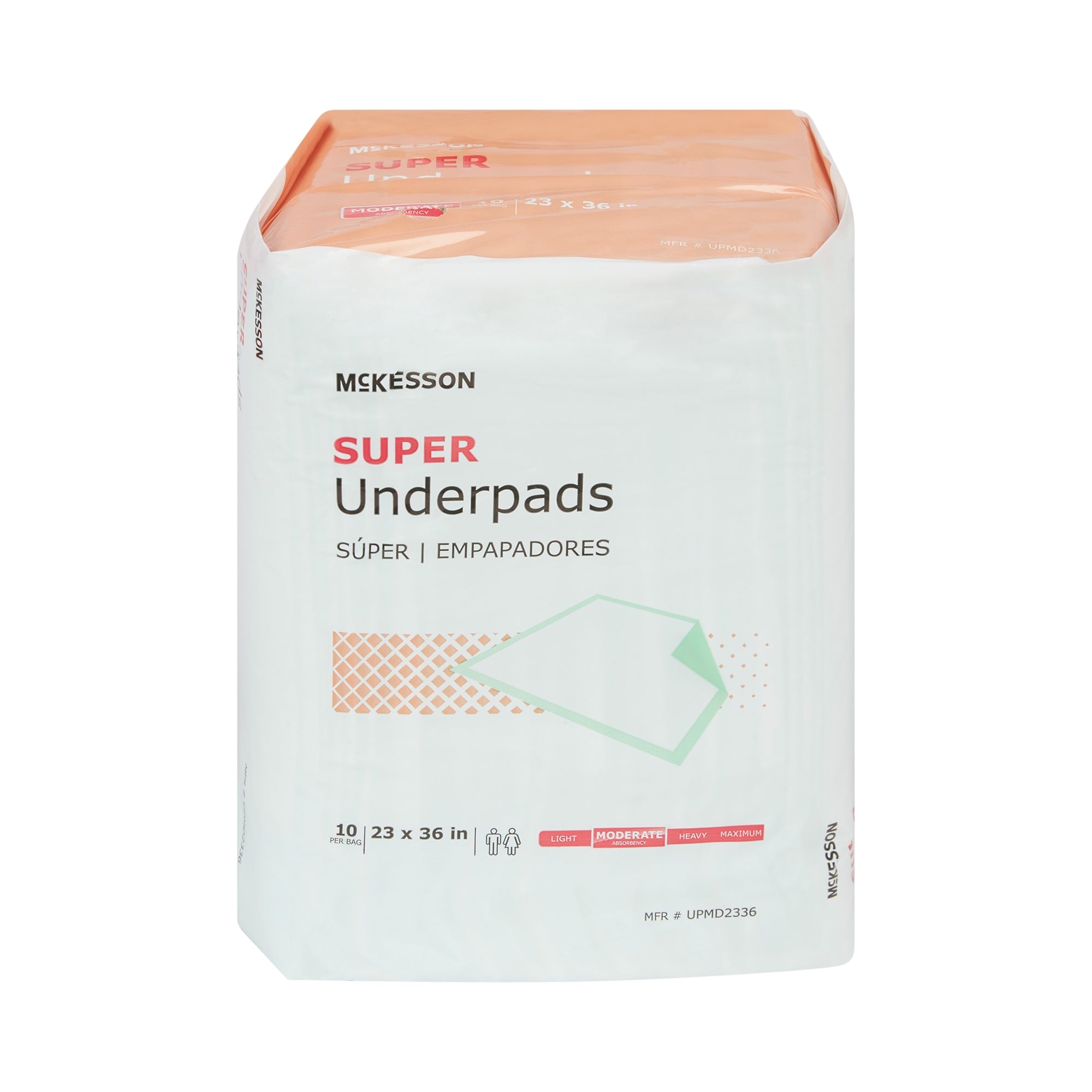 McKesson Super Absorbent Underpads 23x36, Moderate Absorbency - 10 Pack