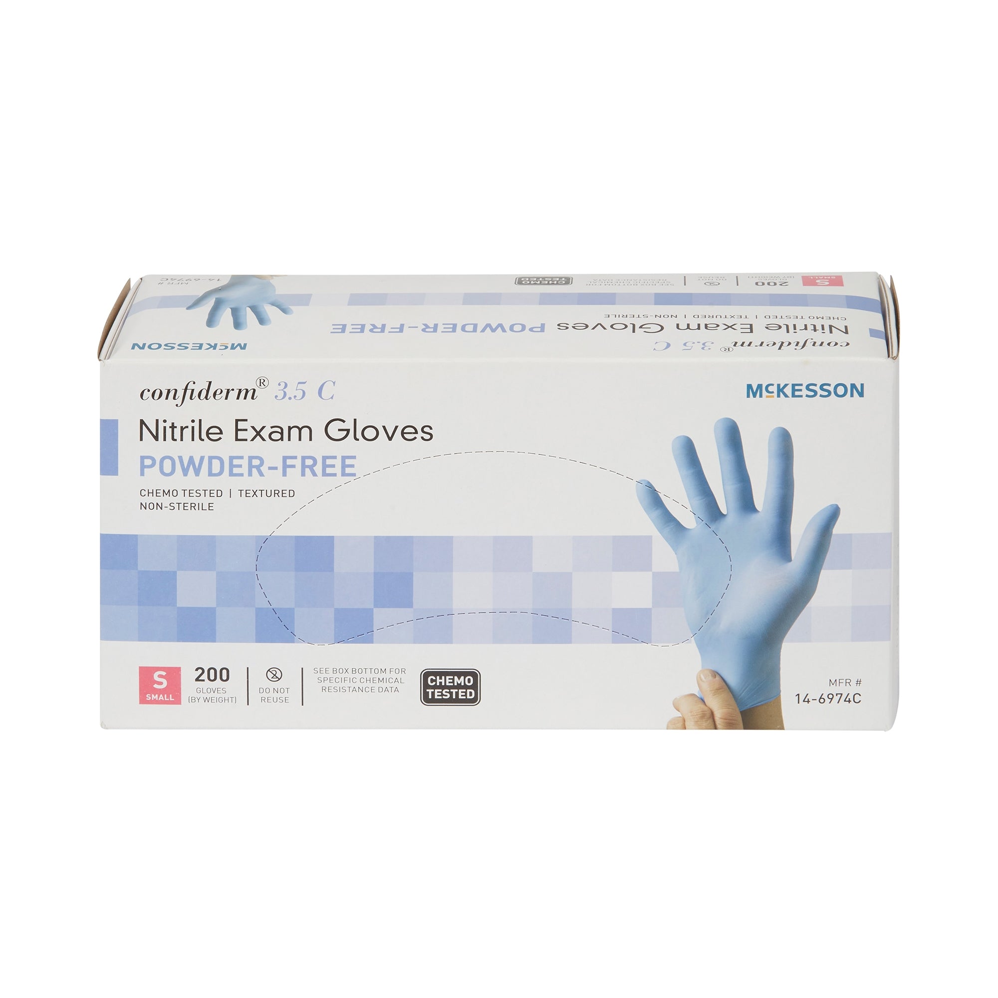 McKesson Confiderm 3.5C Nitrile Gloves, Small, Blue - 200 Pack
po