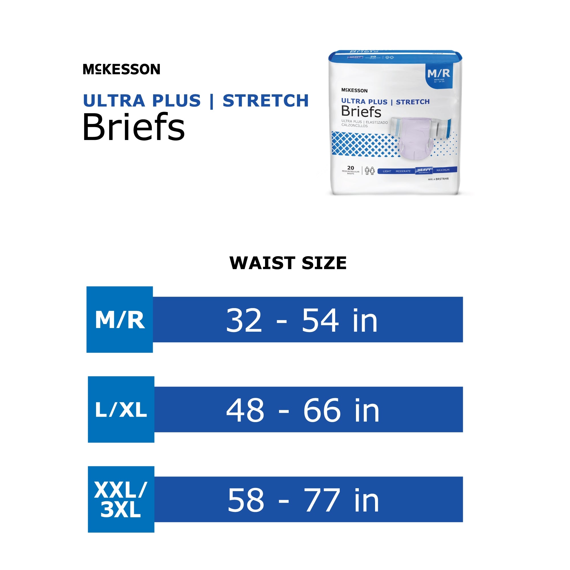 McKesson Ultra Plus Stretch Bariatric Briefs, 2XL/3XL, 20 Pack – Heavy Absorbency