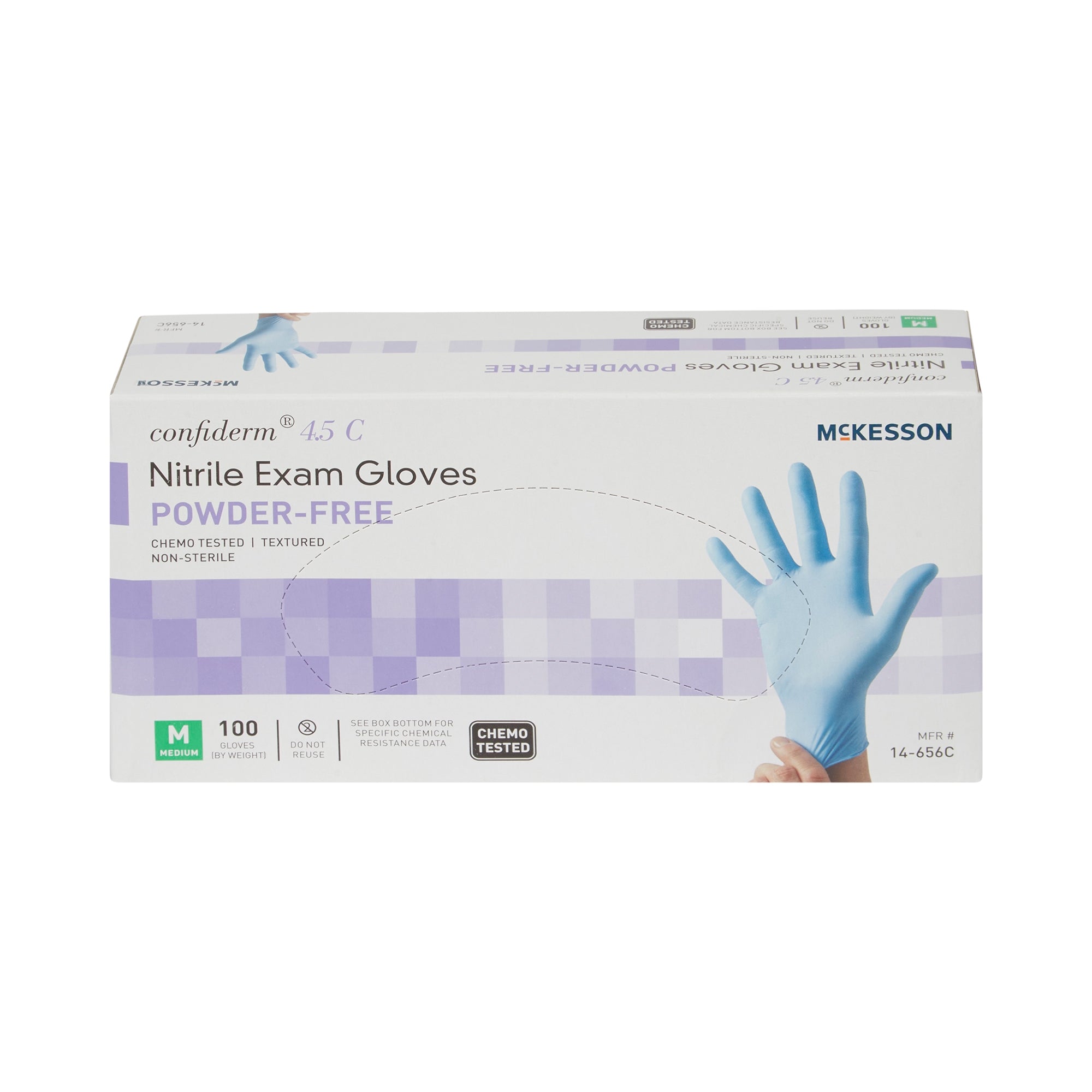McKesson Confiderm 4.5C Nitrile Exam Gloves, Medium, Blue - 100 Pack