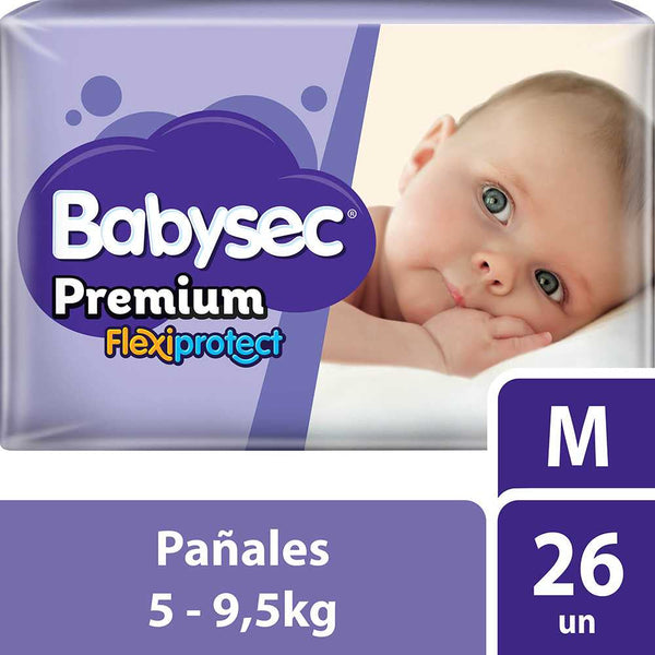 Babysec Premium M Diapers (26 Units) - Soft, Breathable Cotton-Like Material, Moisture-Lock System & More!
