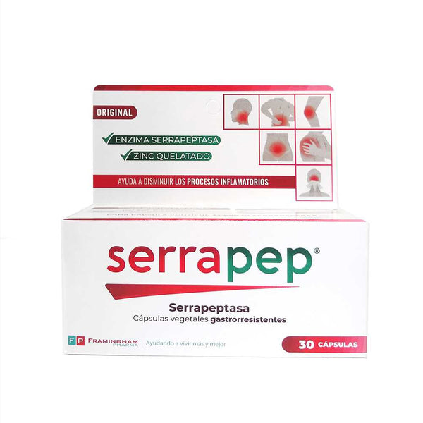 Gastro-Resistant Vegetable Capsules with Serrapep Supplement: 30 Units for Decreasing Inflammation, Controlling Pain, and More