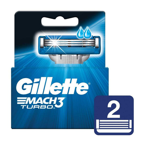 Gillette Mach3 Turbo 2 Replacement Shaving Cartridges - 2 Units Each for a Close, Comfortable Shave