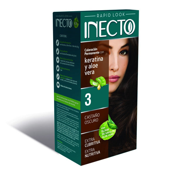 Inecto Hair Coloring Kit W/ Keratin, Aloe Vera, Dark Brown - 1 Kit