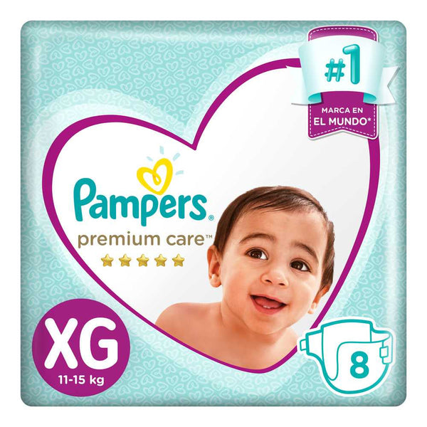 Pampers Disposable Diapers Premium Care X-Large (8 Units Ea.) for Soft, Dry and Comfortable Skin