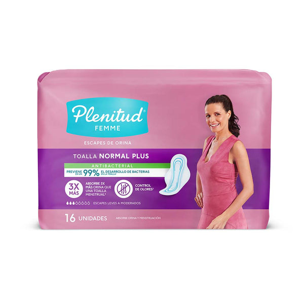 Plenitud Femme Normal Plus Full Sanitary Towels (16 Units) - Super Absorbency, Leak-Proof, Unscented & Hypoallergenic