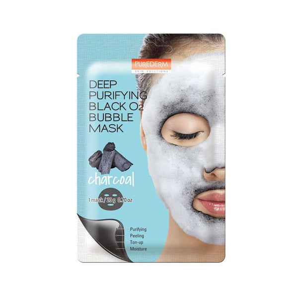 Purederm Deep Purifying Black O2 Bubble Mask Charcoal: Natural Charcoal for Detoxifying, Brightening and Hydrating Skin (1 Unit)